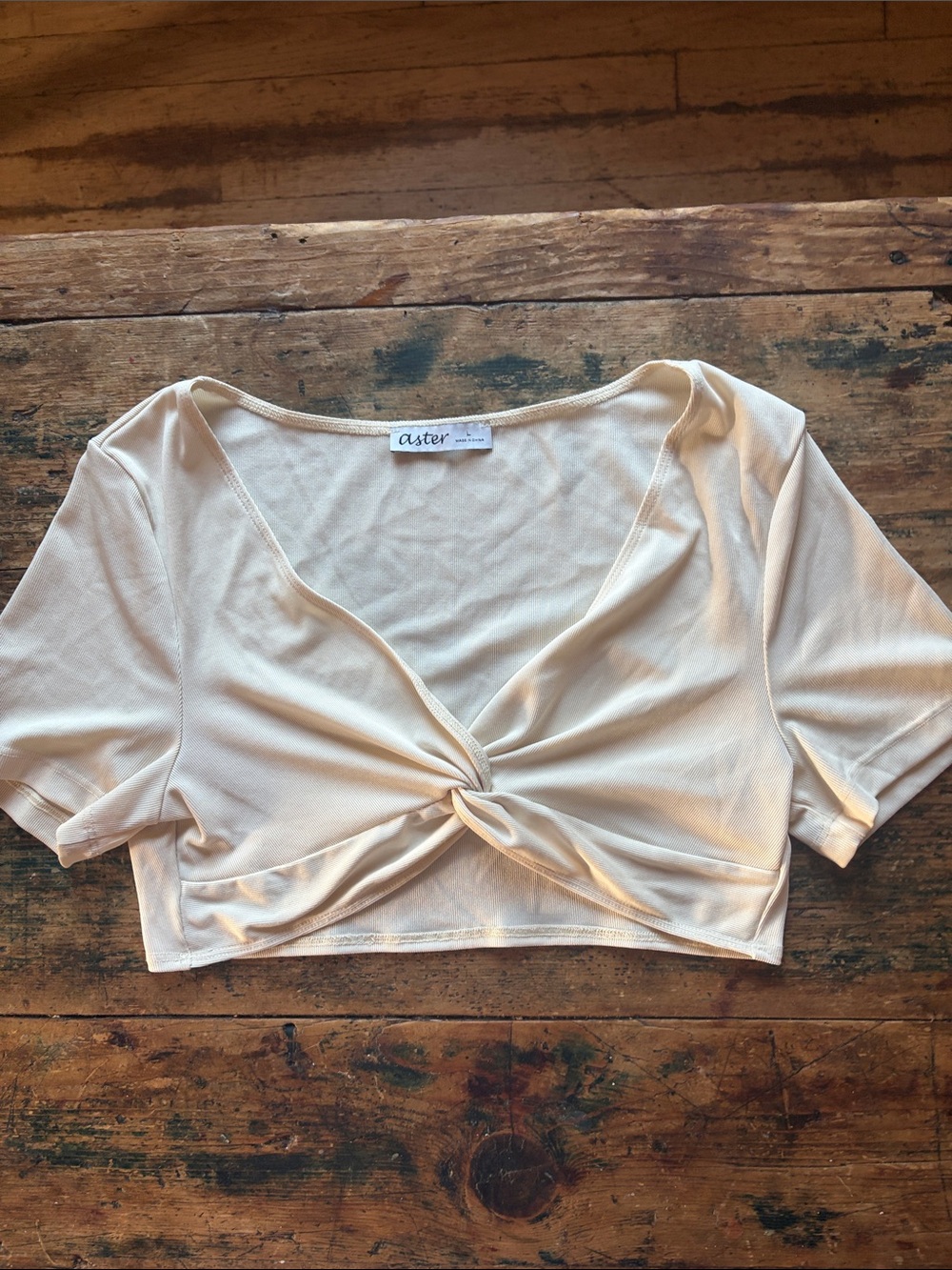 Aster Cream Twist-Front Crop Top - Women